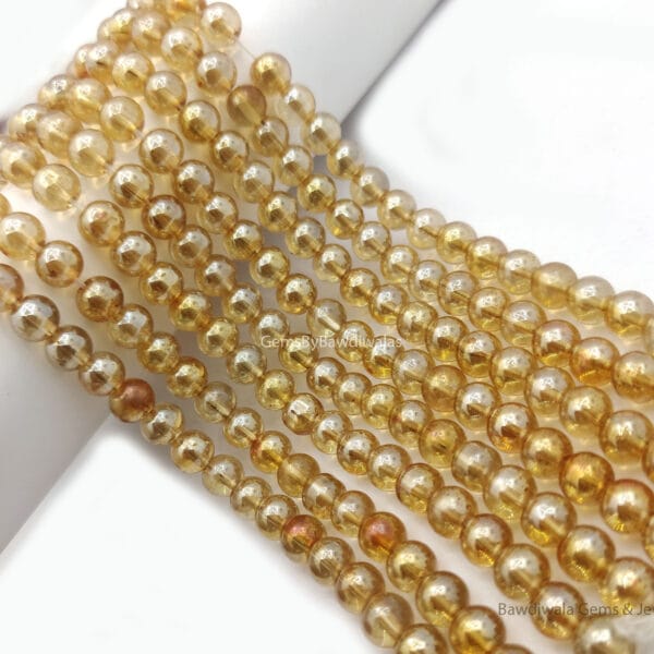 Honey Yellow Crystal Glass Round Beads