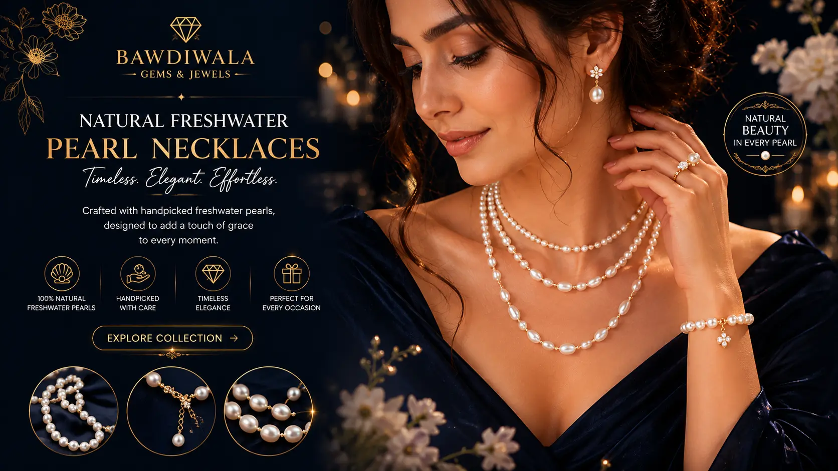 Natural Freshwater Peal Necklace Gemstone Jewelry