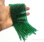 Chrome Green Crystal Glass Faceted Round Beads