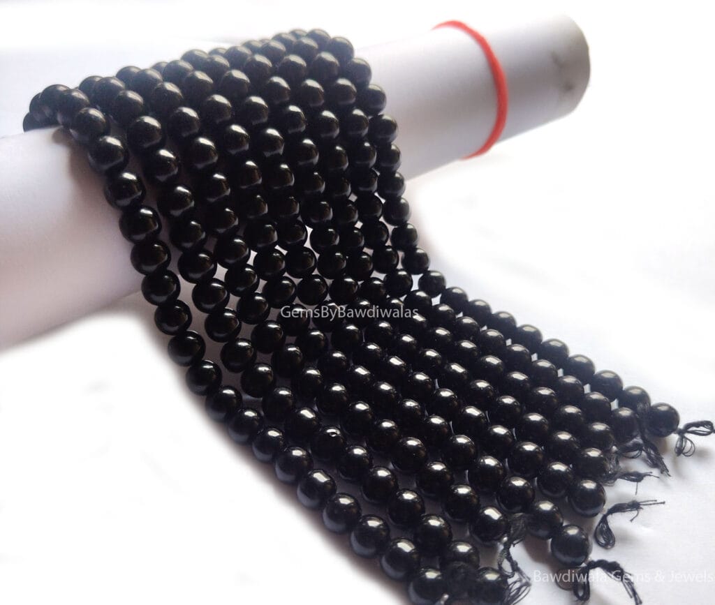 Black Crystal Glass Smooth Round Beads For Jewelry Making