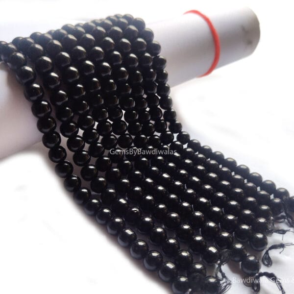 Black Crystal Glass Smooth Round Beads For Jewelry Making