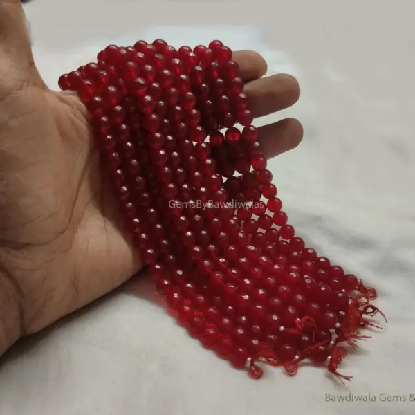 Cherry Red Crystal Glass Faceted Round Beads
